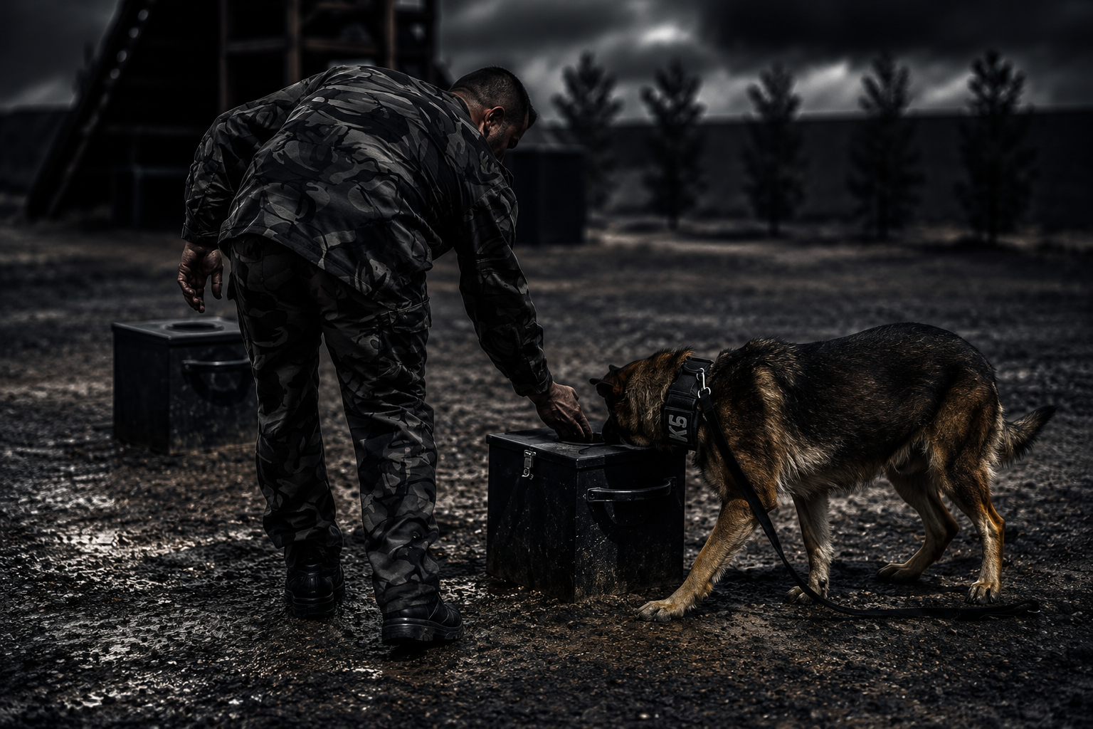 Byers K9 explosive detection dog and handler on duty in Denver, Colorado