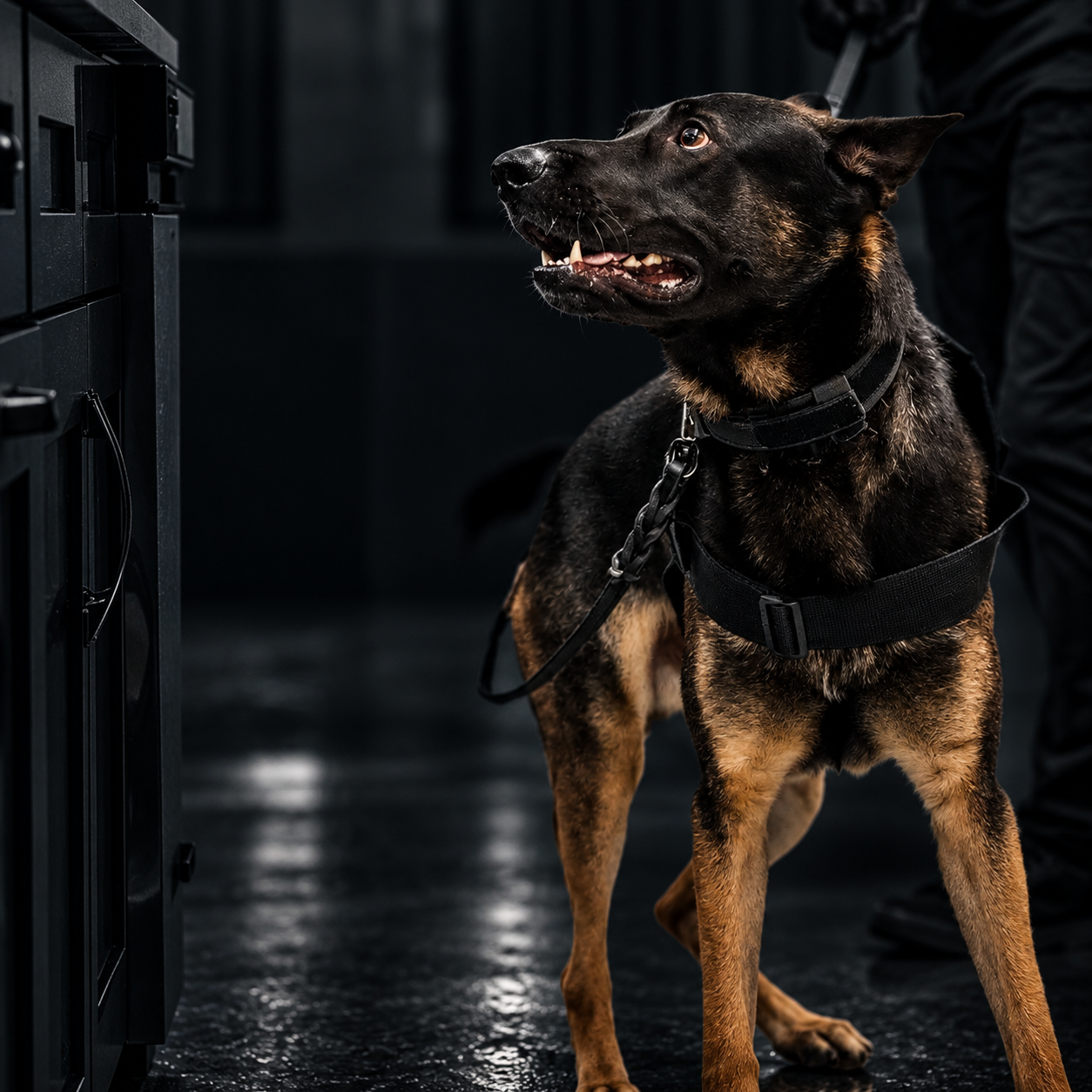 Byers K9 mold detection dog inspecting a building in Denver, Colorado